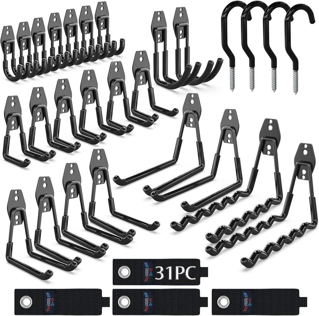 3-h heavy duty garage hooks, 31 pack wall, main product view
