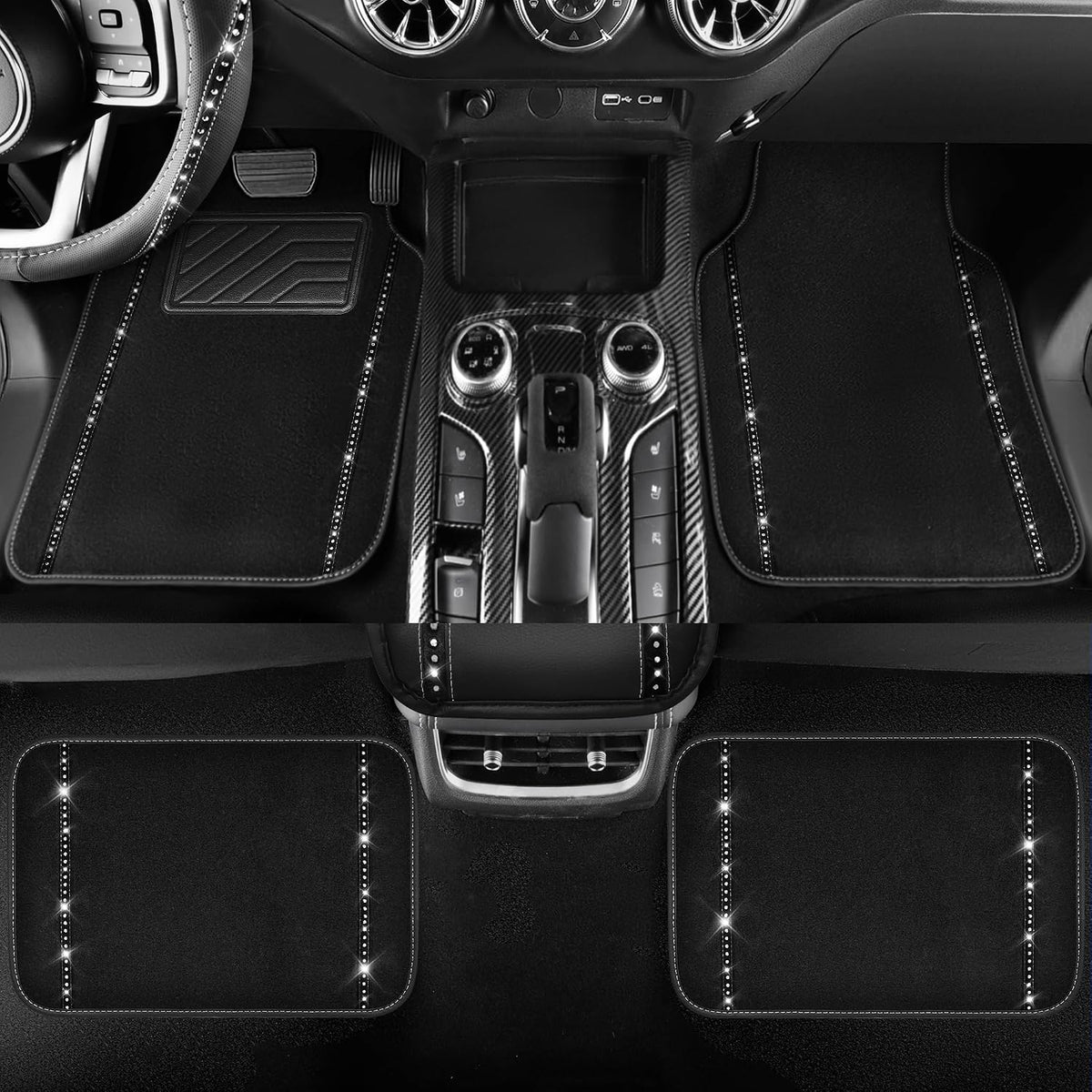 car pass 14 pcs bling diamond car accessories, side view
