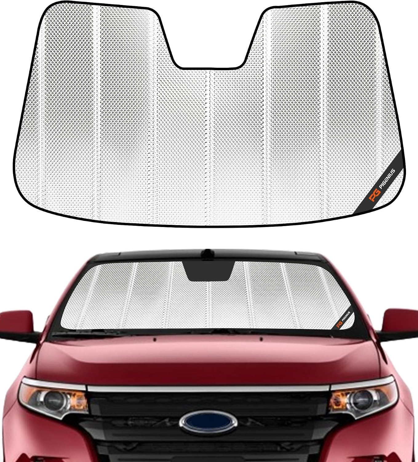 Pigenius Windshield Sun Shade for Ford Edge 2011-2014; Lincoln MKX 2011-2015. Reflective Aluminum Film Front Window Sunshade - BLAZBLOCK