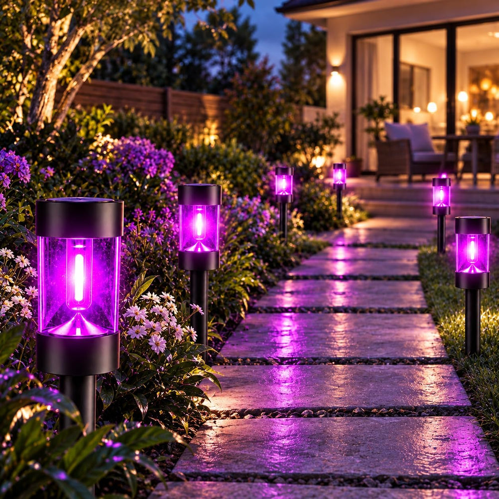 Purple Halloween Solar Pathway Lights, 12 Pack Outdoor Garden Yard Decor