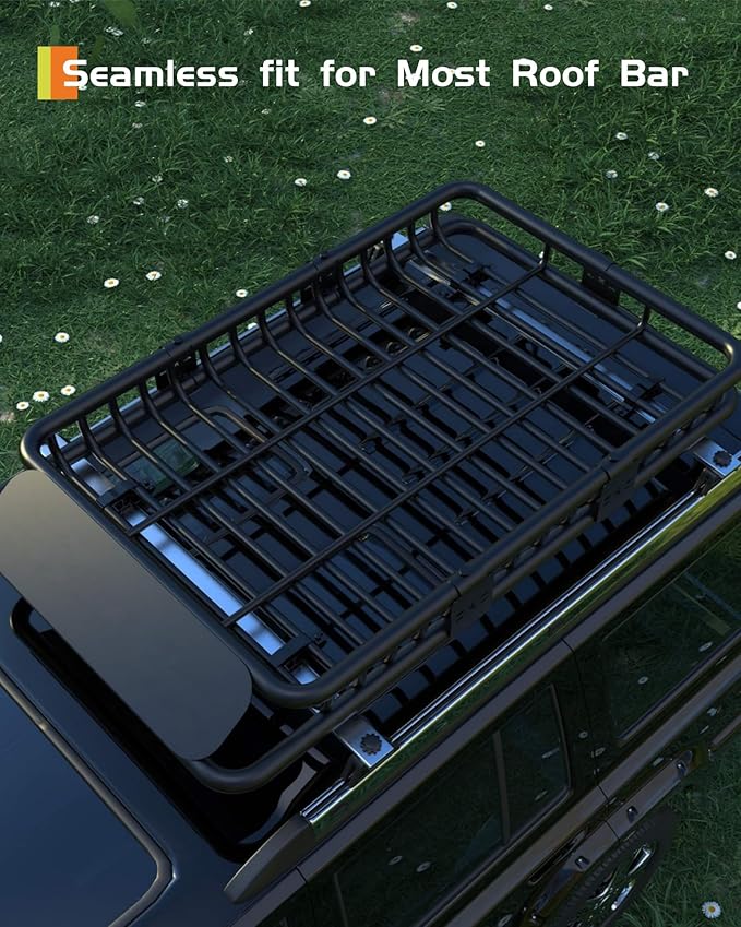 46" x 36" Universal Roof Rack Carrier Basket, 200 Lbs Capacity Car Cargo Rack - Image 7