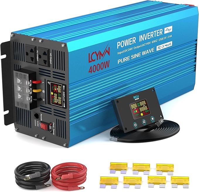 4000 Watt Pure Sine Wave Power Inverter DC 12V to 110/120V AC by LCYMW