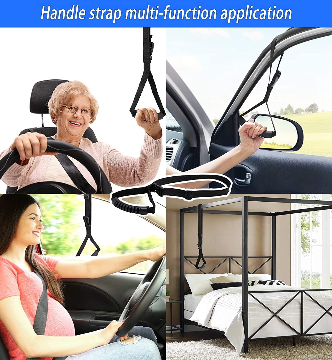KOUNATSURI Car Handle Assist for Elderly Car Door Handle Multifunction Handle Car Door Latch Handle for Seniors and Handicapped(Blue)