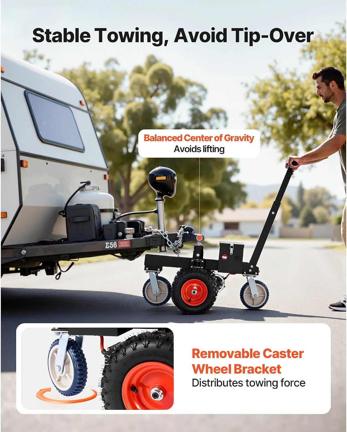 3600 Lbs Electric Trailer Dolly, DC 24V 800W Motorized Mover with 2 & 1-7/8 Inch Hitch Balls for RV, Cargo and Boat Trailers