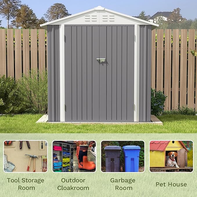 Patiowell 6x4 FT Outdoor Storage Shed, Water-Resistance Metal Outdoor Sheds - Image 4