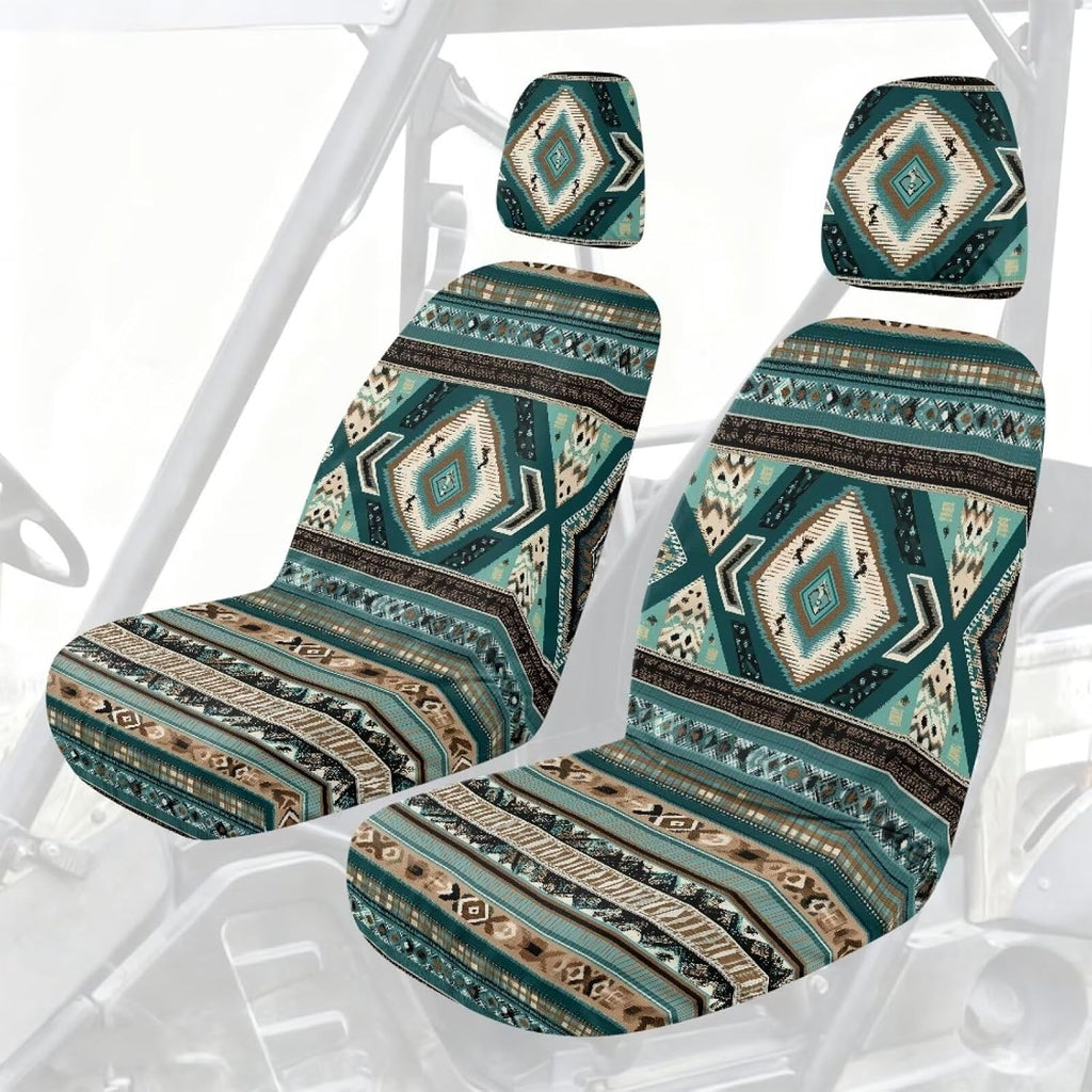 Aztec Tribal Geometric Print UTV Back Seat Covers, Machine Washable Rhino Bucket Seat Cover Stretch Polyester Fabric Protection for Rhino