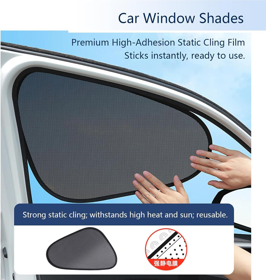 2 Pack Car Window Shades, Mesh Static Adsorption Side Window Sunshade, Anti-UV Glare Heat Protection, Foldable Universal Fit for Cars SUV Van，After