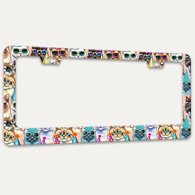 Funny Cat License Plate Frame Pet Cartoon License Plate Holders Stainless Steel - Image 7