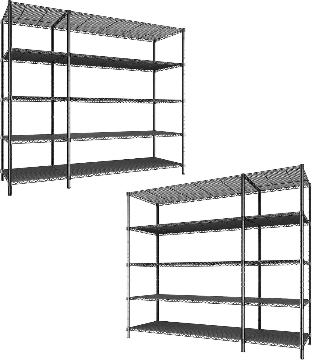 52.36" W Storage Shelves Metal Shelving Unit Load 1400LBS 5 Tier Wire Rack