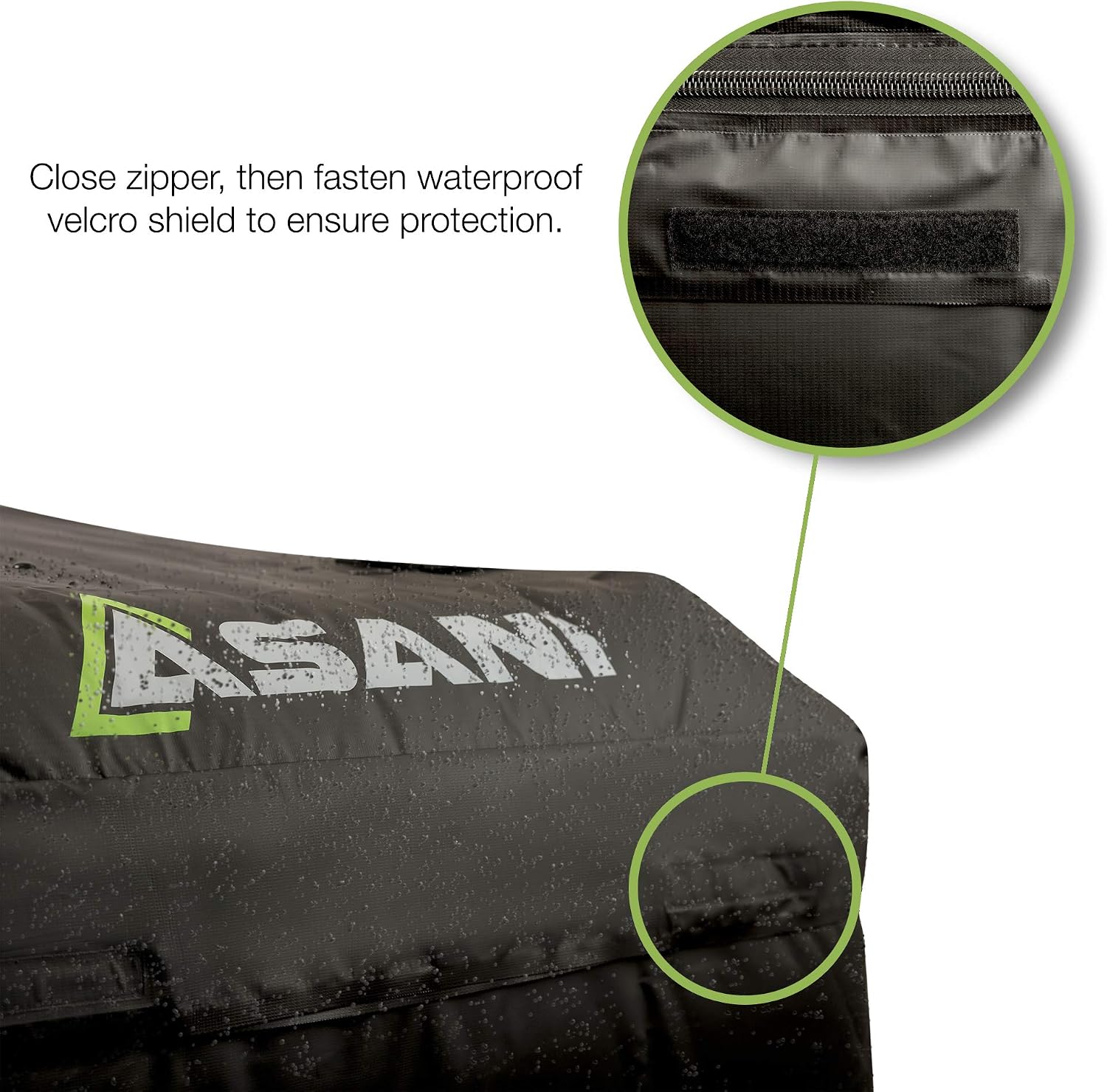 Asani Waterproof Car Roof Top Cargo Carrier Bag with 8 Heavy-Duty Straps and Buckles | Weatherproof Luggage Roofbag for Rooftop Racks | Car Topper Bag for Sedan, SUV, Vans & More (15 Cubic Feet)