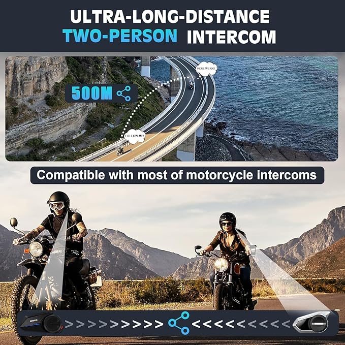 Motorcycle Helmet Headsets, 2 Riders 500M Helmet Communication System S2 - Image 4