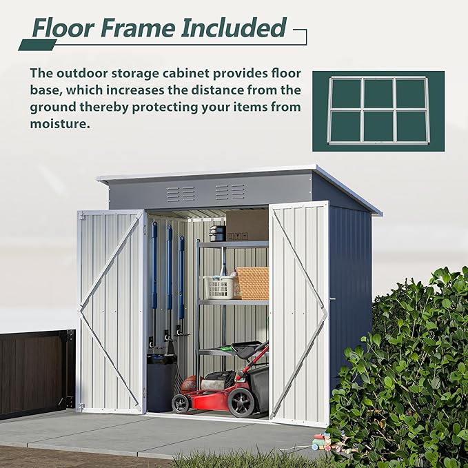 6x4 FT Outdoor Metal Storage Shed - Image 3