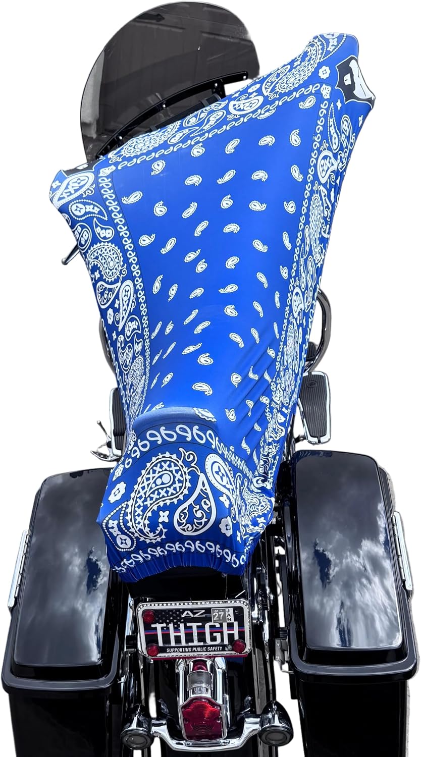 THIGHBRUSH® - Azul - Water Repellent Motorcycle Cover and Sunshade (Blue) | Keep Your Bike Seat Cool and Dry