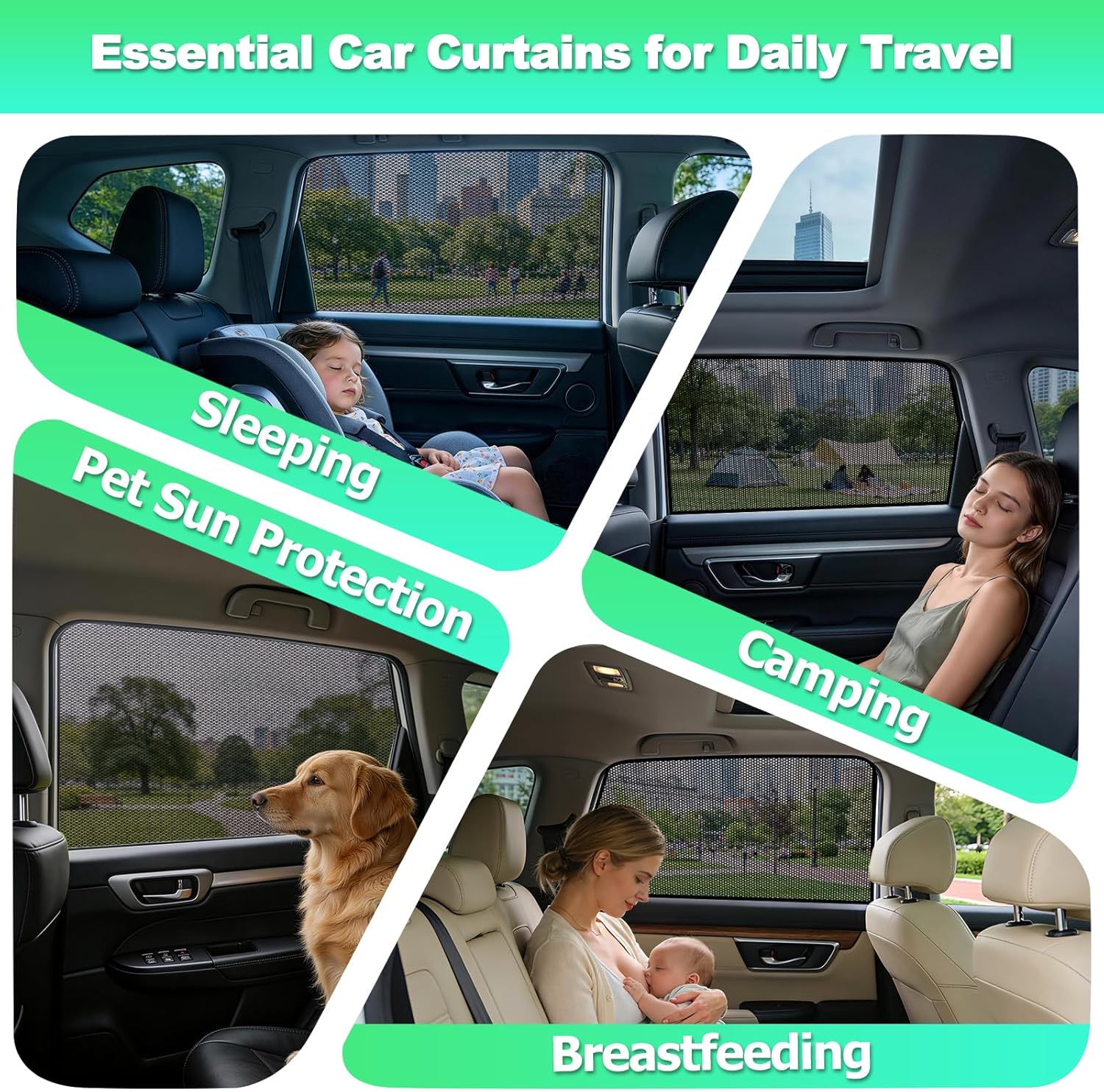 CRV Window Shades 2023-2025, Rear Side 2PCS Mesh Set | Custom Fit, Superior Sun Protection, Secure Magnetic Installation, Breathable Mesh, Ideal for Families, Kids & Road Trips
