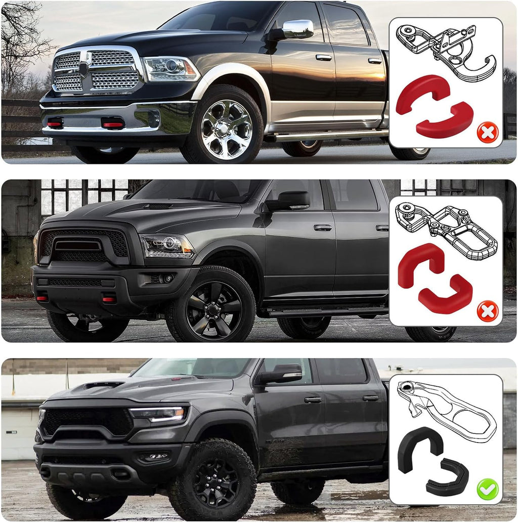 Front Tow Hooks Covers Hitch Cover Customized Car Tow Hooks Compatible with RAM 1500 Accessories 2019-2026|Black (Not Fit for RAM 1500 Classic,Warlock,RAM 2500,RAM 3500)
