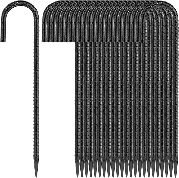 16 Inches 24-Pack J Hook Rebar Stakes Heavy Duty Tent Stakes by Besitu