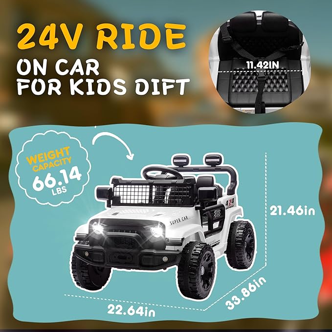 24V Ride on Toys with Parents Control, Ride on TruckCar with Four-Wheel - Image 4