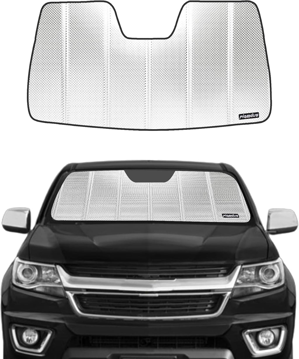 Pigenius Windshield Sun Shade for Chevrolet Colorado/GMC Canyon 2015-2022. Reflective Aluminum Film Front Window Sunshade - BLAZBLOCK