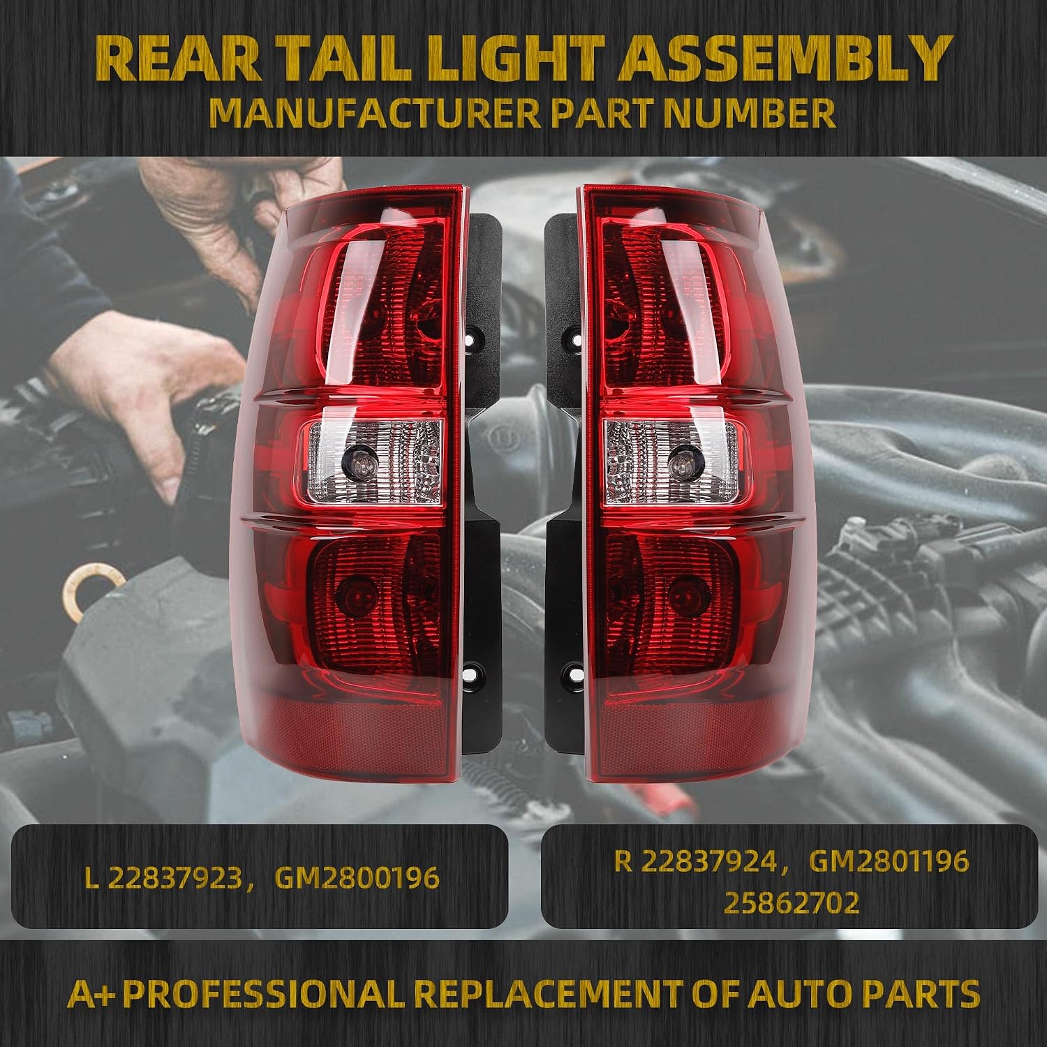 Dasbecan Rear Tail Light Assembly Compatible With 2007-2014 Tahoe Suburban Taillights With Bulbs & Wiring Harness Replaces# GM2801196 GM2800196 (Rear Left and Right Side)