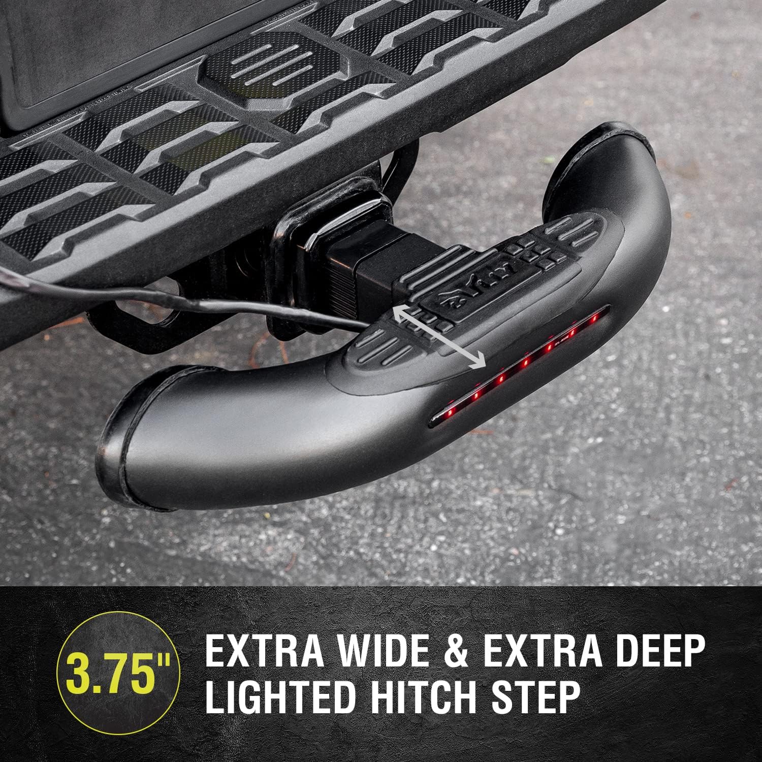 Bully BBS-1104L Black Bull Series Steel Universal Fit Truck LED Brake Light Hitch Step Fits 1.25" and 2" Hitch Receivers for Trucks from Chevy (Chevrolet), Ford, Toyota, GMC, Dodge RAM, Jeep