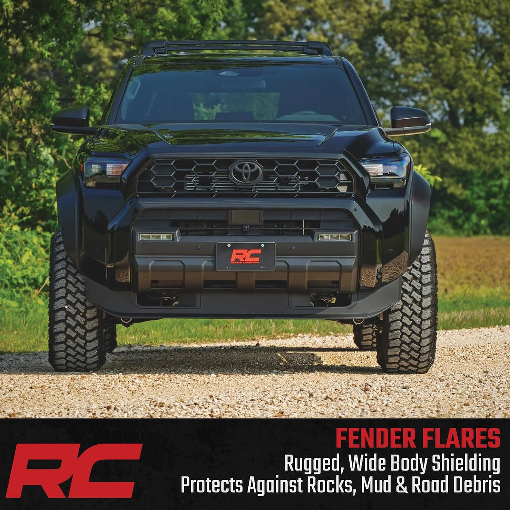 Rough Country Sport Fender Flares for Toyota 4Runner (2025-2026) - 1.75" Tire Coverage, 5.75" Height, UV-Resistant ABS, Paintable Matte Black