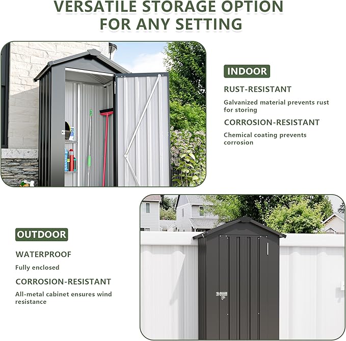 Outdoor Metal Storage Shed, Waterproof Garden Tool Shed - Image 8