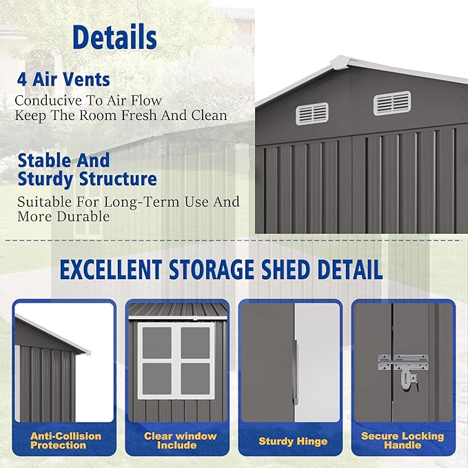 10x8 FT Outdoor Storage Shed - Image 5