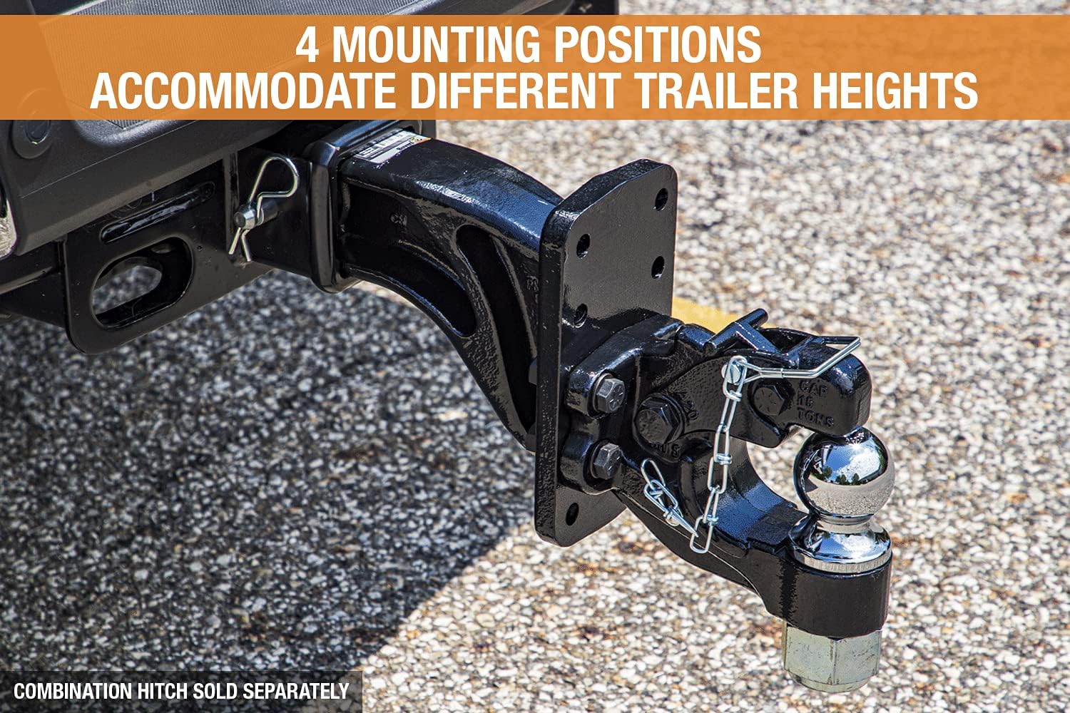 Buyers Products PM3109 3 Inch Pintle Hook Mount - Adjustable 4-Position Trailer Hitch Receiver for Trucks & RV's - Durable Steel 30,000 lb MGTW, Universal Heavy-Duty Tow Hitch Receiver, 6000 MVL Rated