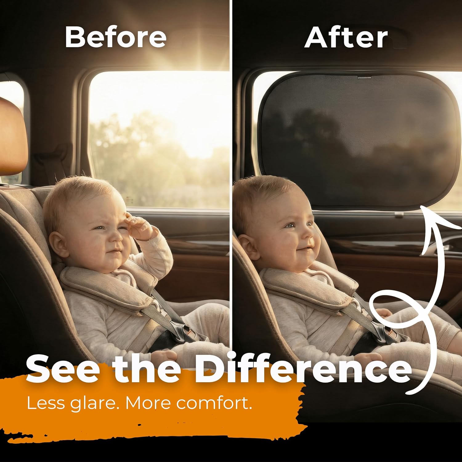 CARAMAZ Car Window Shade for Baby with Certified UV-Protection 2 Pack - 20"x12"