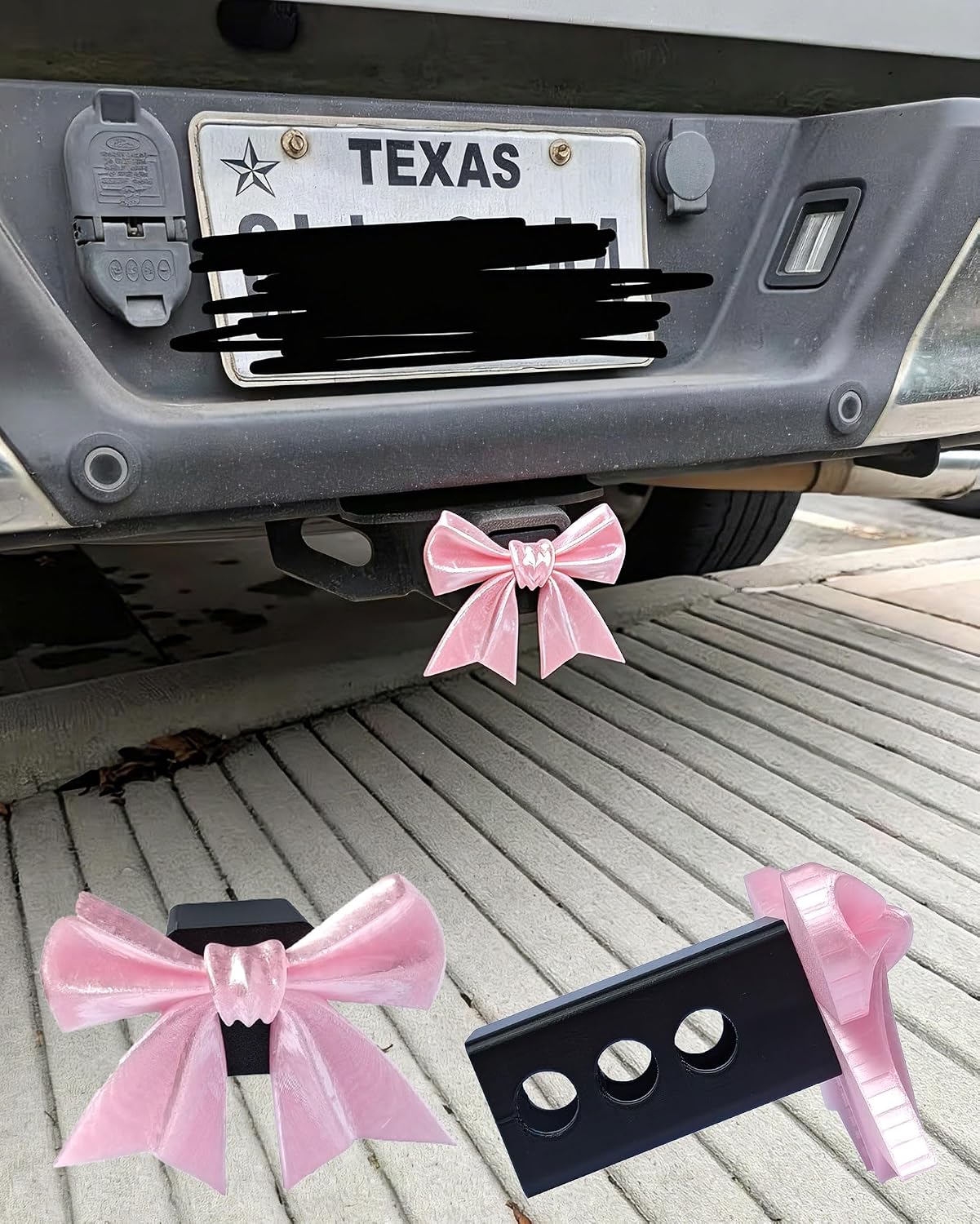 Pink Bow Trailer Hitch Cover for 2” Receiver – Cute Truck Accessory, Multiple Pin Positions, 3D Printed