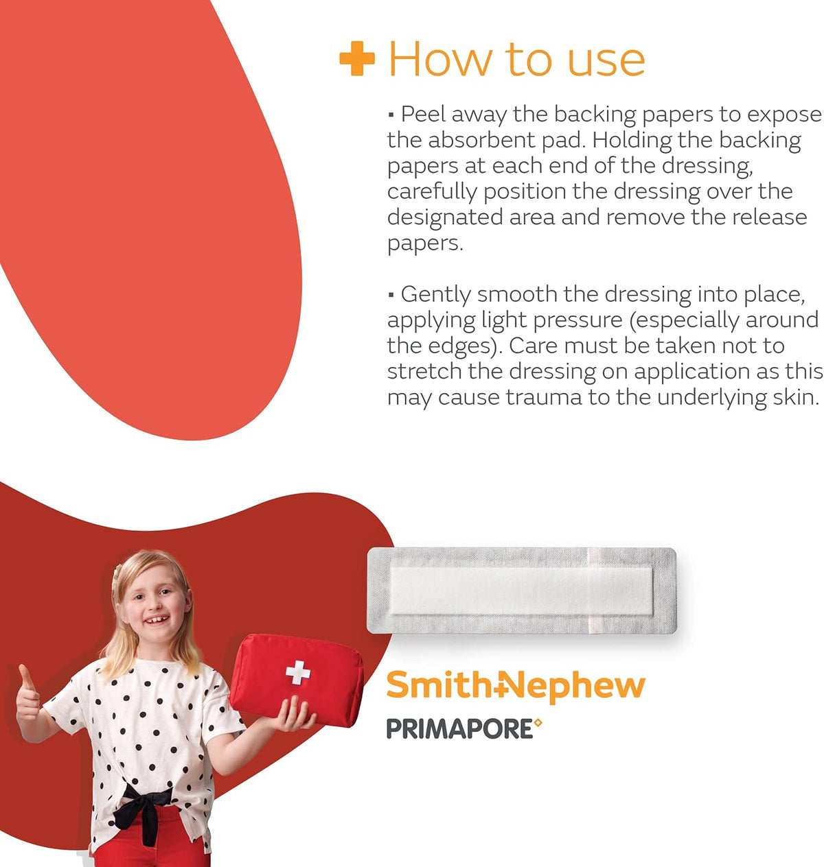 smith+nephew primapore adhesive 35x10cm ctn 20 showing dimensions