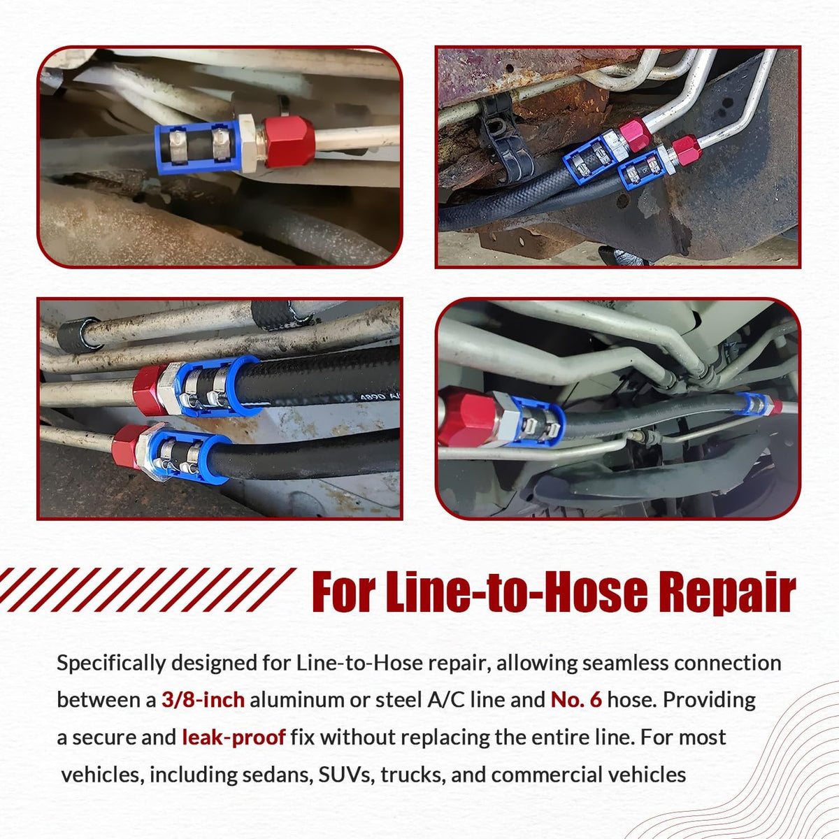 800-671 a/c line splice kit for 3/8" line, side view