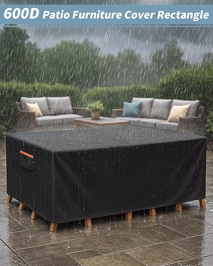 Outdoor Waterproof Furniture Cover, 88W x 62L x 28H inches Heavy Duty 600D - Image 2