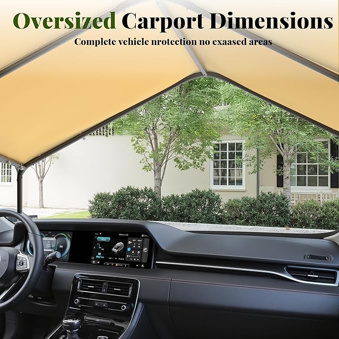 GOJOOASIS 10x20 Carport Heavy Duty Portable Garage Shelter Metal Car Canopy Tent - Image 5