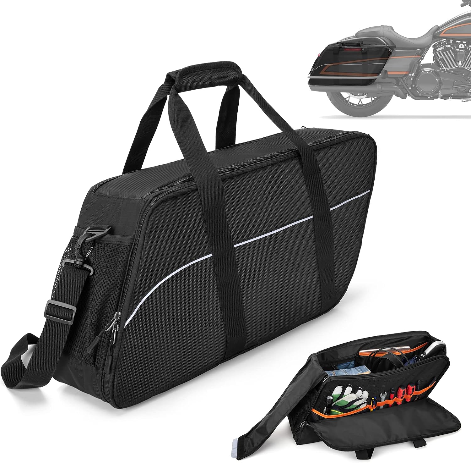 HODRANT Saddlebag Liners Bag, Travel Motorcycle Saddlebag Organizer Compatible with Harley Davidson 1993-2022 Touring Road Glide/Street Glide/Electra Glide/Road King Hard Saddlebag, 1 Bag Only