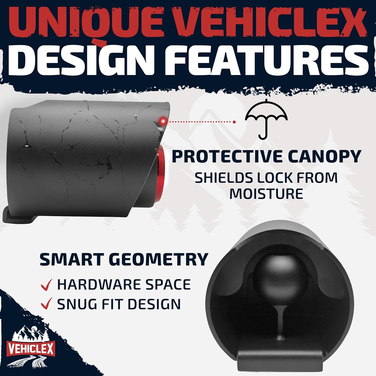 Vehiclex 2-5/16-Inch Trailer Coupler Lock – Refined Fit Design, Thick-Walled Carbon Steel, Dual-Layer Weather Protection (Red)