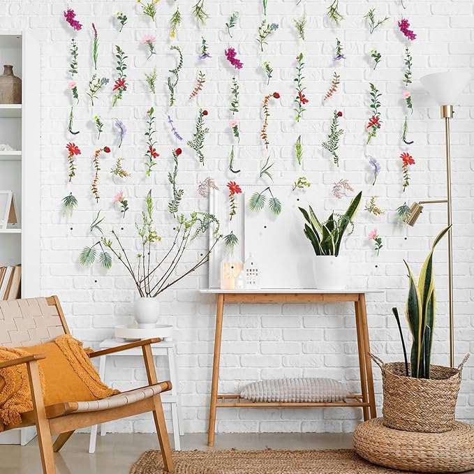 XunYee 6 Pcs 35.4 ft Flower Garlands Hanging Wildflower Backdrop Decoration A...