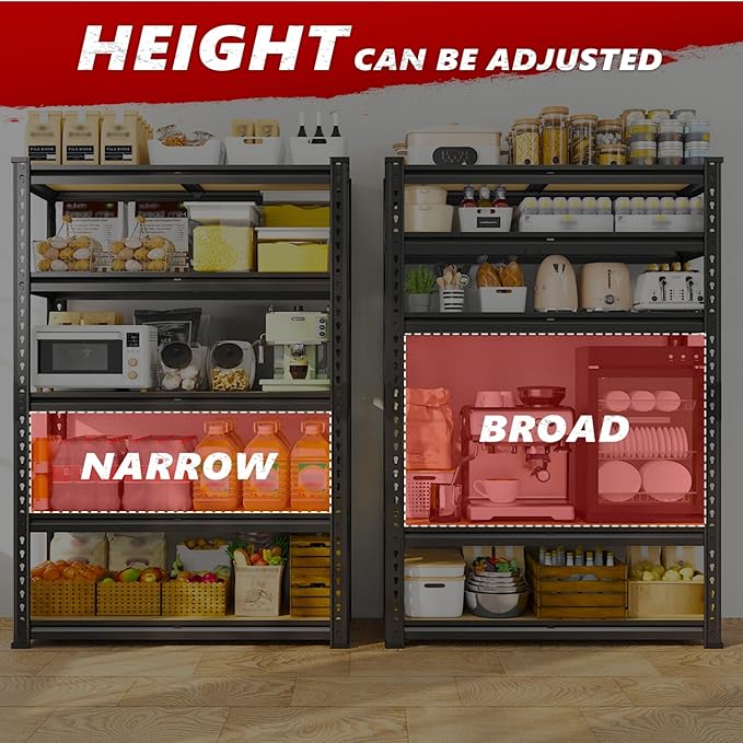 REIBII 2020LBS Storage Shelves 5 Tier Garage Shelving Heavy Duty Adjustable - Image 6