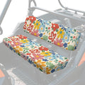 Hippie Flower Pattern UTV Seat Cover Compatible with Kawasaki Mule 4000 4010 3000 3010 3020 Heavy Duty Waterproof Elastic Soft UTV Accessories Seat Cover