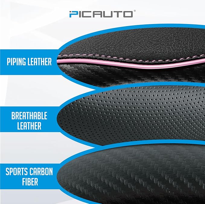 PIC AUTO Steering Wheel Cover, Sports Carbon Fiber and Super Breathable Leather - Image 3