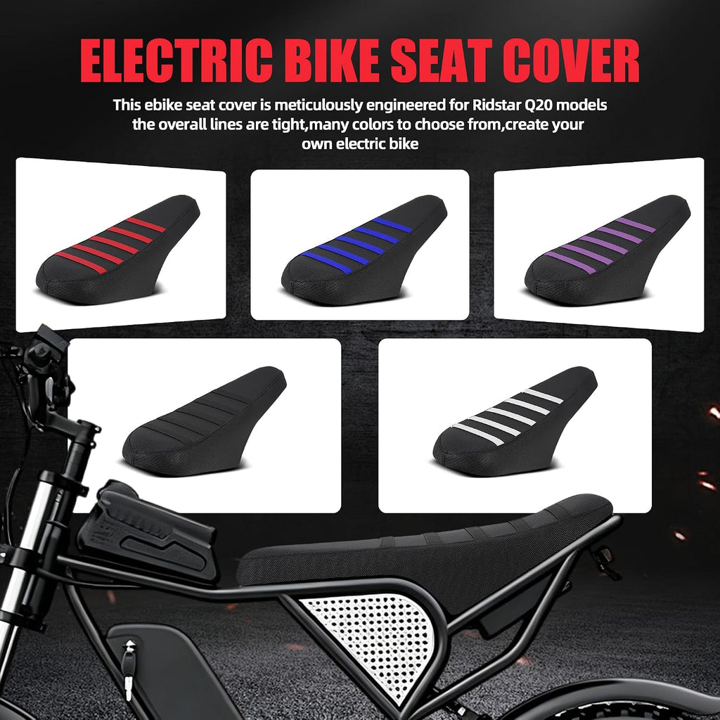 Electric Bike Seat Cover PVC E-Bike Seat Cover for Ridstar Q20 Ebike-Black