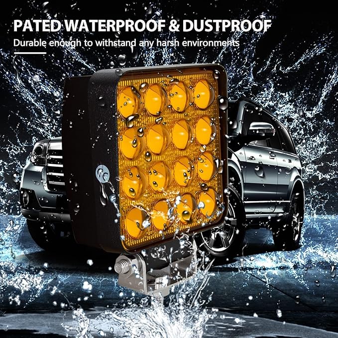 2PACK 48W LED Work Lights 12/24 Volt 5500LMS 4.3INCH Wide Ultra Bright Square