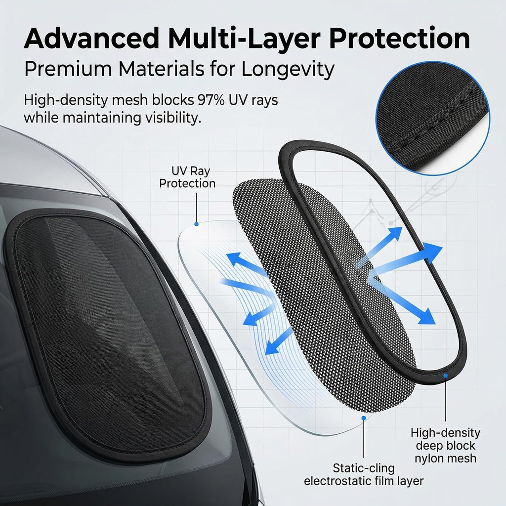 2 PCS Miniature Static Cling Car Window Shades, 10" × 7" Glare Protection Windshield Sun Shade, Car Side Window Shade, Universal Windshield Sun Shade Protection Accessories for Safe Driving