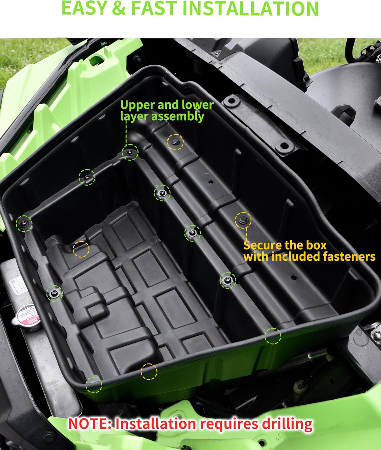 Under Hood Storage Box for Honda Pioneer 500 520, 19L Durable PP Front Underhood Tray Tool Box with Rubber Seal for Honda Pioneer 500 2015-2023/520 2021-2026 UTV Accessories