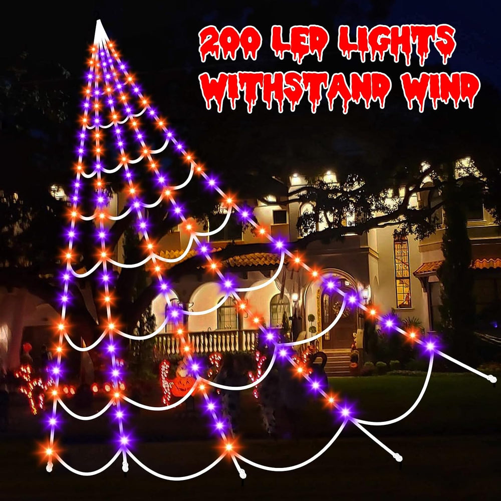 Halloween Decorations Outdoor Spider Web: Giant Light Up Spider Web Decor