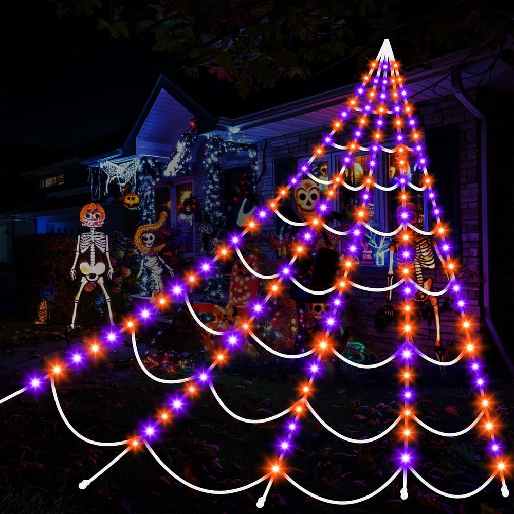 Halloween Decorations Outdoor Spider Web: Giant Light Up Spider Web Decor