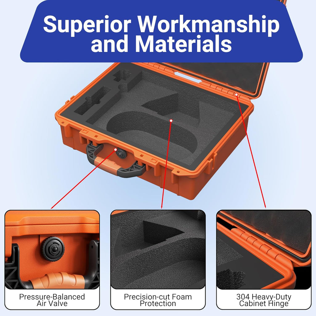 DAIERTEK Starlink Mini Case Travel with Tripod, Orange | Hard Case, Precision Cut Foam, Waterproof, Portable, For Camp