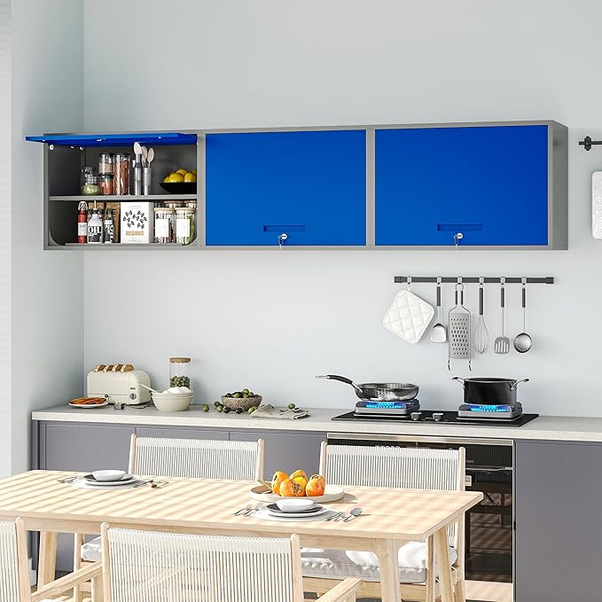 Metal Wall Cabinet with Locking Door and Shelf, Hanging Garage Cabinets with - Image 6
