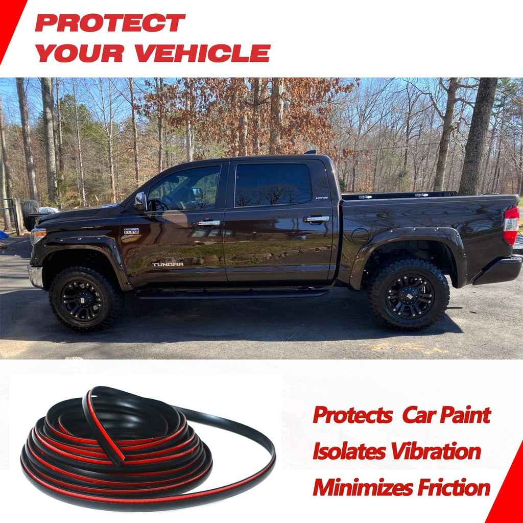 Fender Flares Edge Trim, Fender Flare Rubber Seal for Car and Truck Wheel Wells, Rubber Gasket for Fender Flares Universal, Bonds w/Automotive-Grade Adhesive Tape, T-Style, 30’ Length