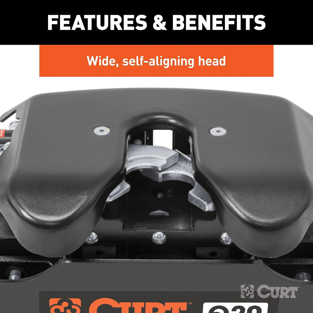 CURT 16130 Q20 5th Wheel Hitch, 20,000 lbs, Black